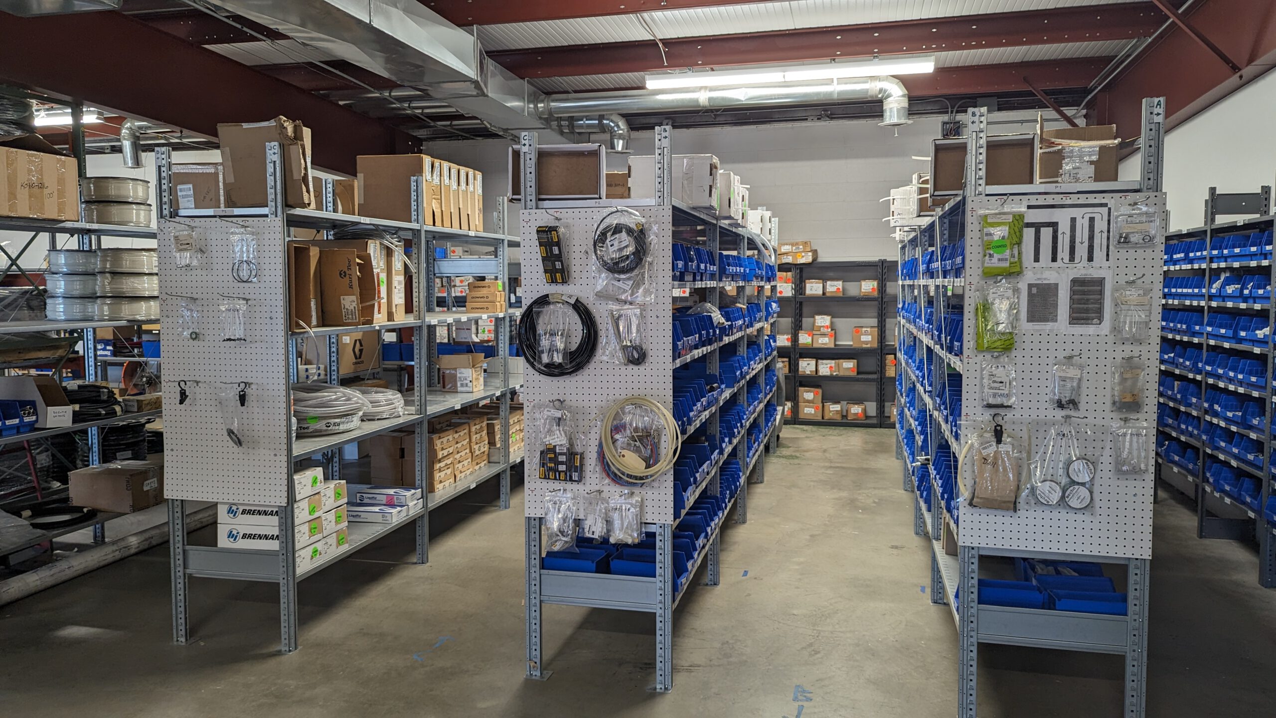 Fittings and parts stored onsite at BF in Denver for urgent shipment or for managing our customers inventory levels (VMI)